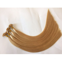 Doble dibujado 10-28 pulgadas italiana keratin pegamento 100% Remy pelo indio punta plana extensiones de cabello para la venta
